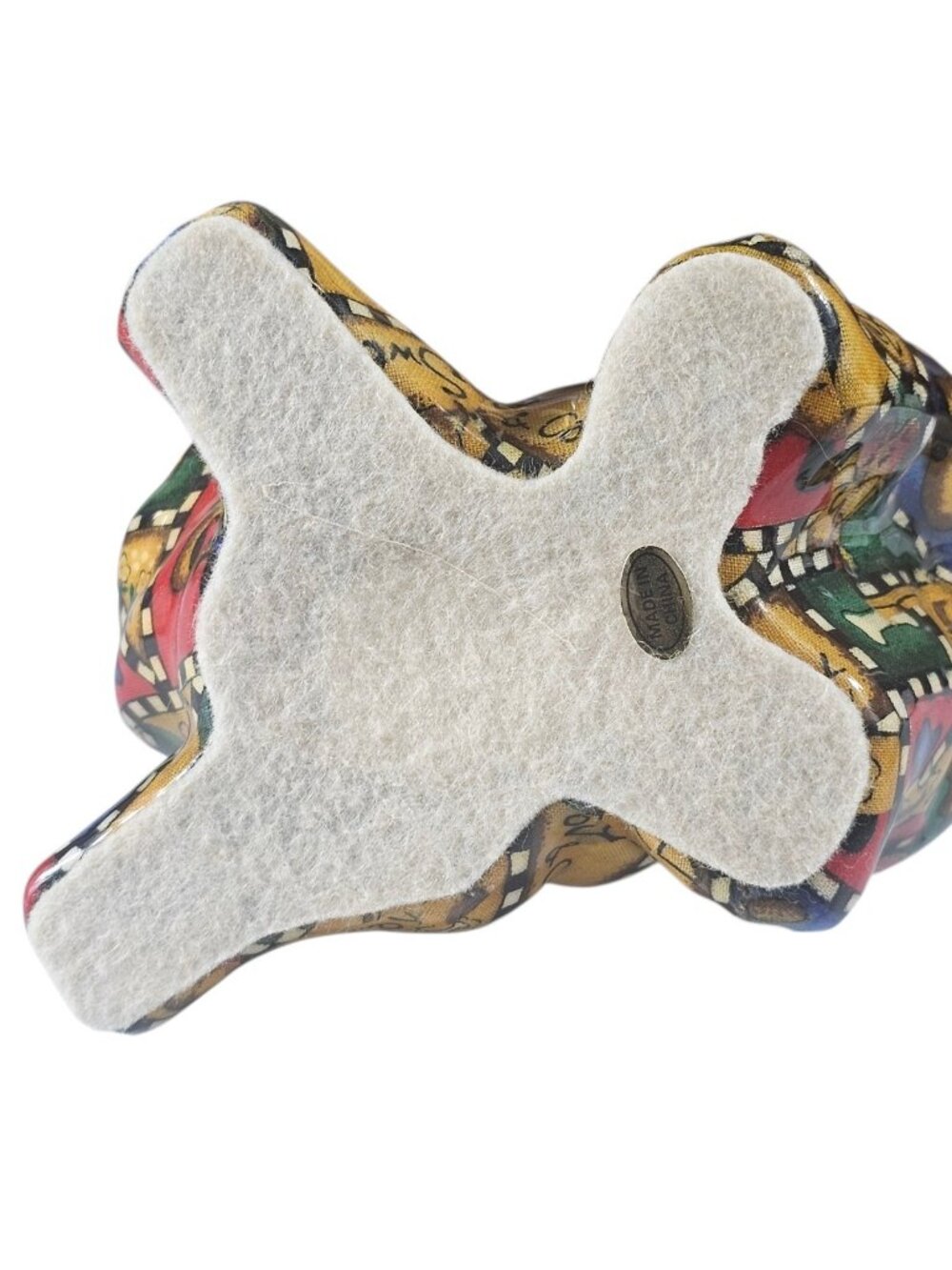 Vintage Handmade Fabric Cat Figure Folk Art Stuffed Cat Patchwork Dog Print Deco - Picture 8 of 8